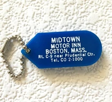 Vintage Keychain MIDTOWN MOTOR INN Key Ring Coin Holder Fob HOTEL MOTEL BOSTON