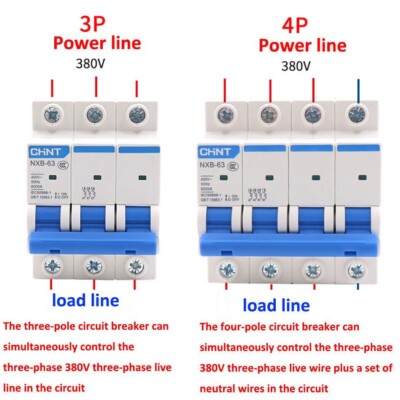 4Pcs NXB-63 CHINT Circuit Breaker 3Pole AC400V Miniature Circuit