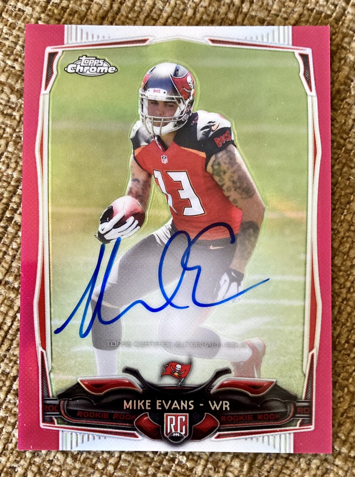 2014 Topps Chrome Pink Mini Refractor /75 Mike Evans Rookie Auto RC | eBay