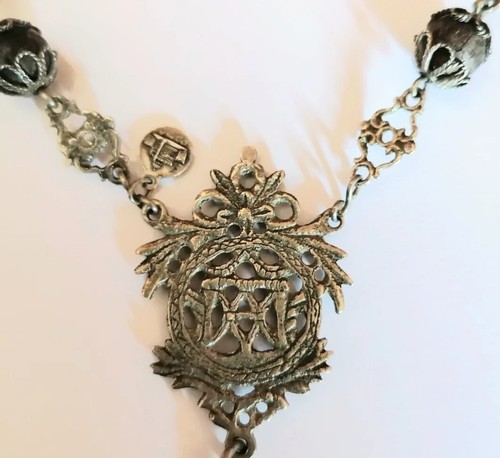 Antique 17th Century Rare Spanish Empire Silver Religious Necklace Pendant Cross - Picture 6 of 17