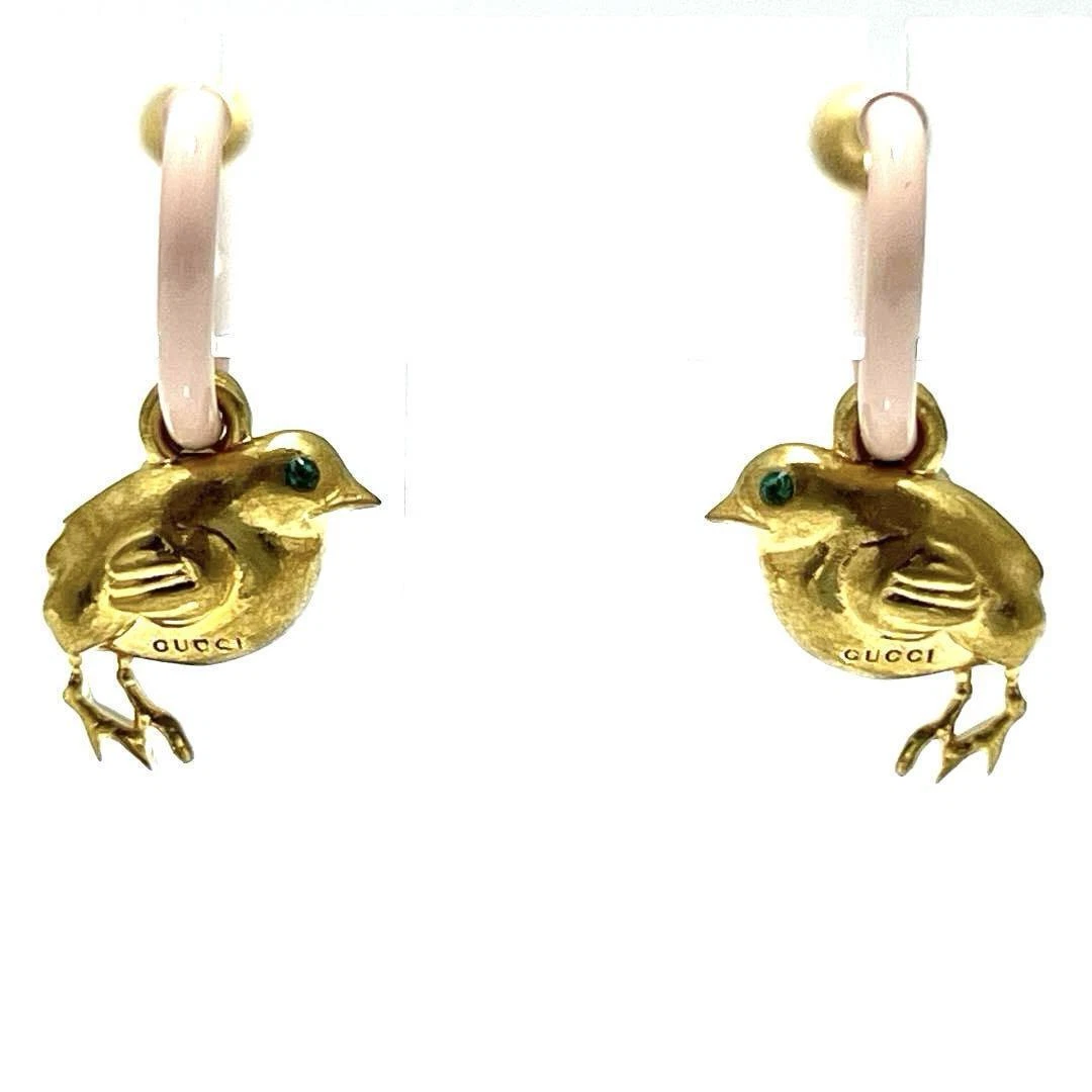 Boucles d'oreilles GUCCI poussin goutte femme accessoires cerceau métal 5,4g avec boite