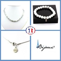 A Bijoux Schmuckset Armband Kette Perlen Howlite 8 Mm Edelstahl