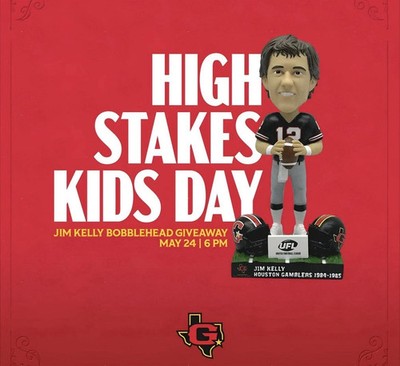 Houston Gamblers SGA Jim Kelly Bobblehead Pre-Sale 5/24 HOF Quarterback USFL