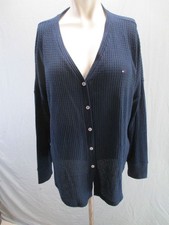 NWT Tommy Hilfiger Size M Womens Blue V Neck Buttons Casual Comfy Cardigan 956