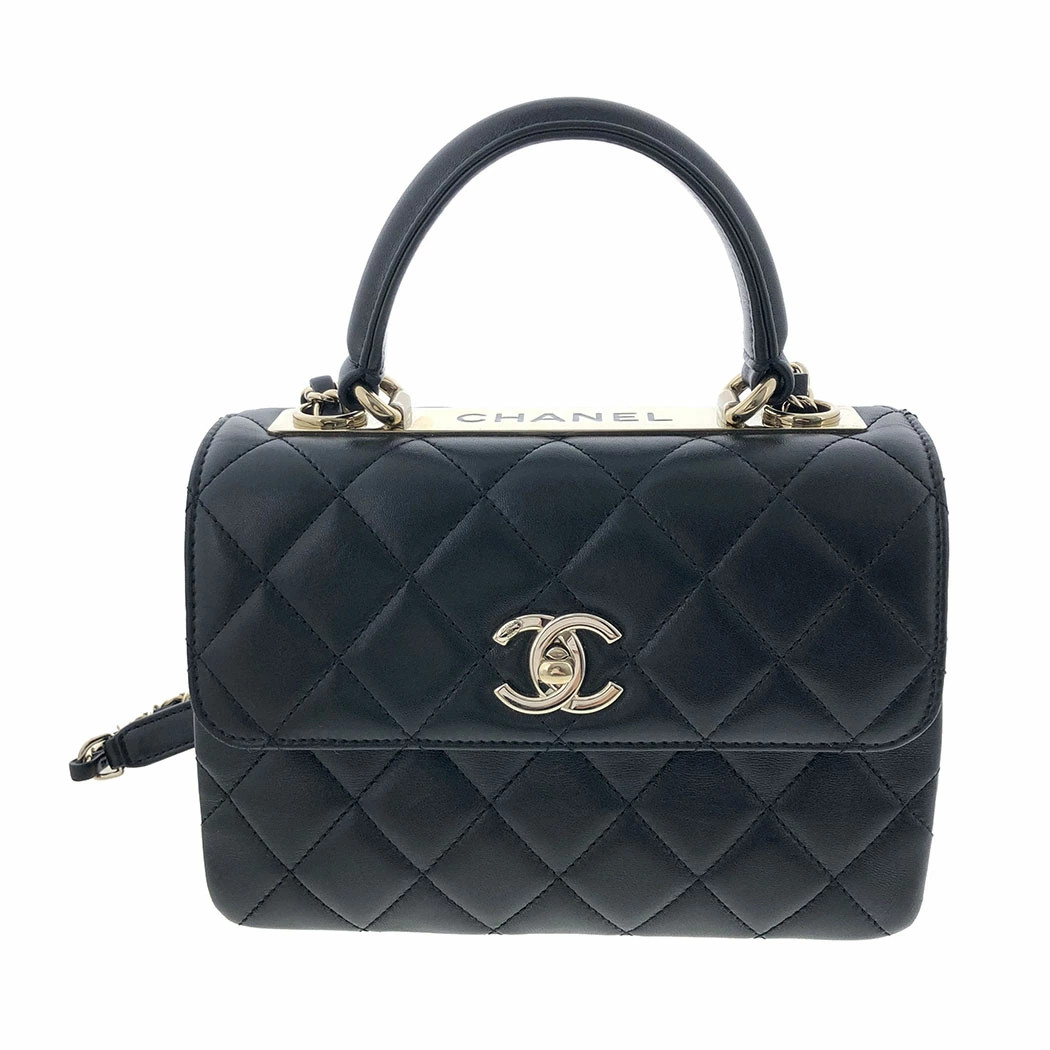 Chanel Top Handle Mini Flap Bag As4654 Trendy Cc Lambskin Black 2Way Hand Cha-Rb