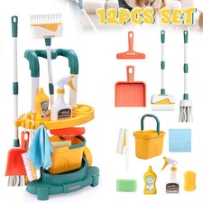 12Pcs Play & Pretend Play Kit for Toddlers, Toy Cleaning Trolley for Children UK