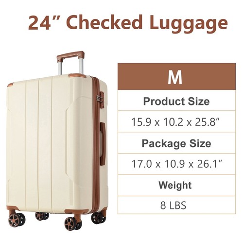 24 Inch Expandable Lightweight Checked Luggage Hardshell W/ TSA Lock & Wheels US - 第 44/44 張圖片