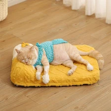 Cute Yellow Cream Cat Beds Arctic Fleece Comfortable Pet Puppy Nest Pad