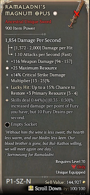   Diablo 4 Season 14  Ramaladni's Magnum Opus  1GA/ 4GA