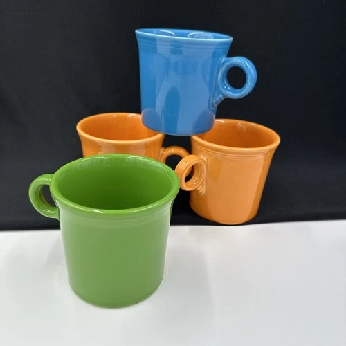 Fiesta Ware Mixed Colors Set Of (4) 3 1/2” Coffee Mugs O Ring Handles •PRISTINE•