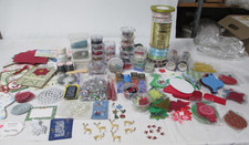 Christmas Scrapbooking Lot Paper Embellishments Sequins Beads Ribbon more