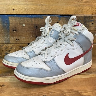 Nike Dunk High Mens Size 9.5 US Shoes Metallic Silver Varsity Red White 2007