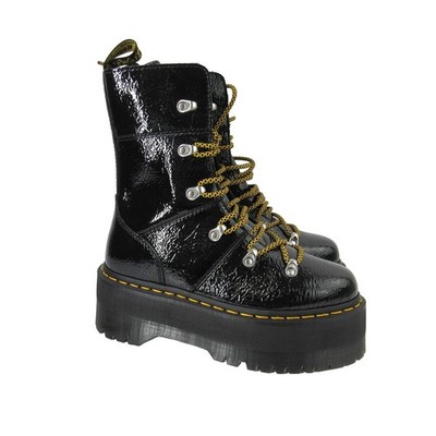 DR. MARTENS WOMEN'S GHILANA MAX DISTRESSED PATENT LEATHER PLATFORM BOOTS SZ 6