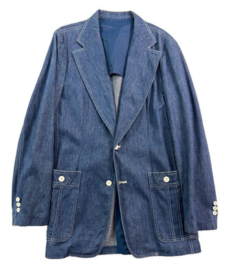 vtg 70s LEE Denim 38L Blazer Jacket Sport Suit Coat USA Made Cotton Retro Disco