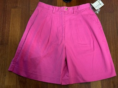 VTG Womens Basic Editions High Rise Mom Twill Cotton Shorts Hot Pink Classic NEW