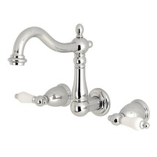 Kingston Brass KS125.PL Heritage 1.2 GPM Wall Mounted Widespread - Chrome