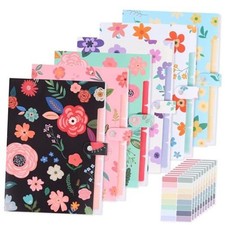 6pcs Expanding File Folders with 5 Pockets, Floral Accordion Folders for