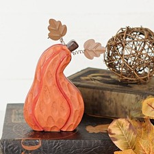 Primitive Rustic Halloween Chunky Wood Pumpkin 8" Shelf Sitter