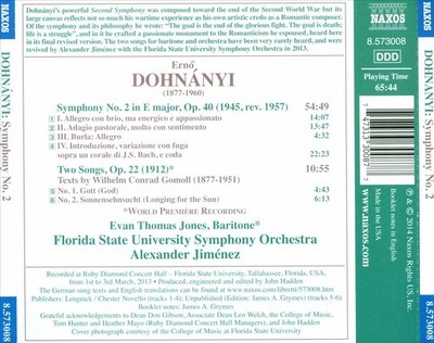 DOHN NYI: SYMPHONY NO. 2; TWO SONGS NEW CD