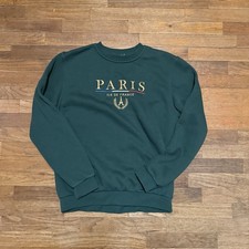 Paris France Tour D'Or Flag Sweatshirt Vintage 90s Green Embroidered Men s XL