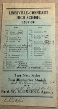 1937–38 Linesville-Conneaut HS Basketball Schedule Booklet w/ Scores