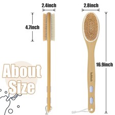 Shower Back Scrubber with Long Handle Blue Bath Brush for Men and Women