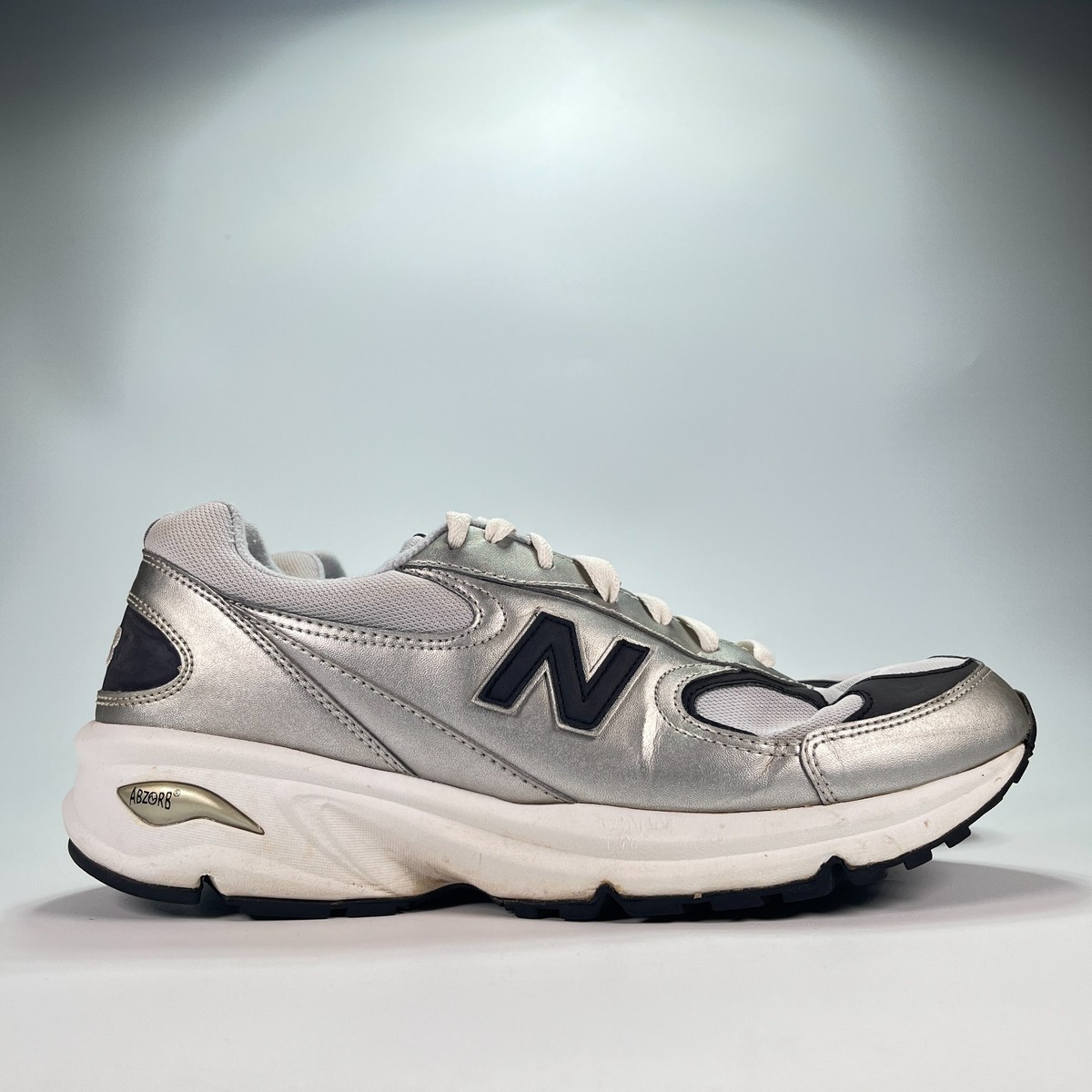 New Balance 498 Silver Black Athletic Lace Up Running Shoes