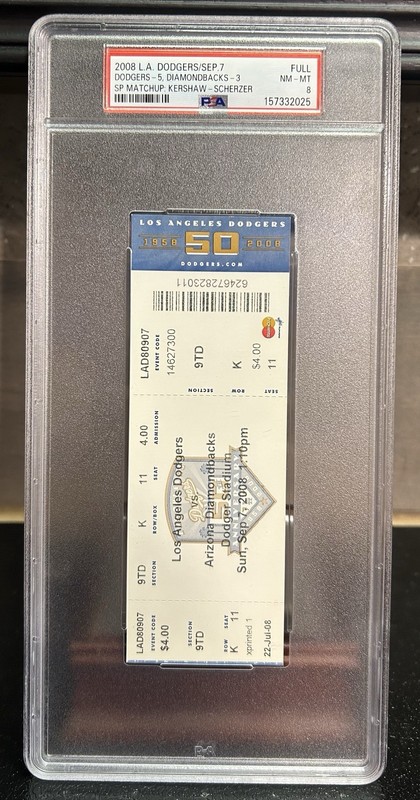 Clayton Kershaw Vs Max Scherzer 2008 Full Ticket Rookie Season HOF PSA 8 HOF