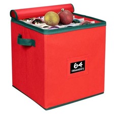 HOLDN STORAGE Christmas Ornament Storage Box Christmas 64 - 3" Ornaments Red