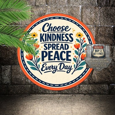 Imagine Peace Quote 8x8 Round Metal Tin Sign Inspirational Wall Art