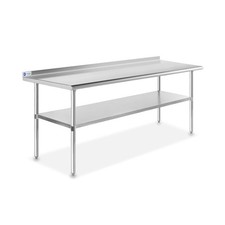 GRIDMANN Stainless Steel Kitchen Prep Table 72 x 30 Inches with Backsplash & ...