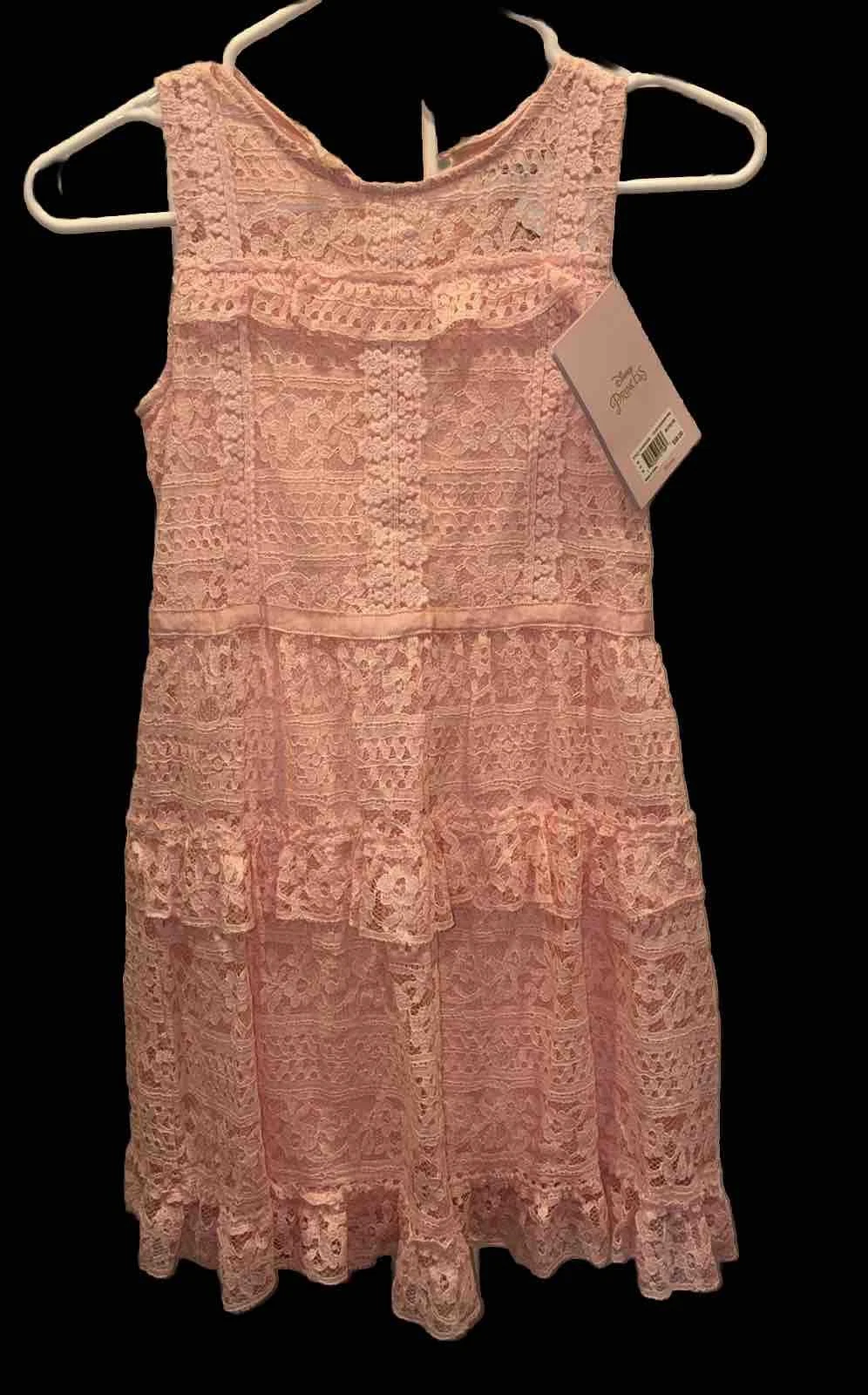 Disney Sz 10-12 Peach Lace Dress D-Signed Tiered Ruffle New With Tags ~MSRP: $58