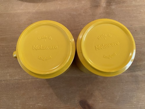 Melaware 1970s Mustard Yellow Retro 2 Mugs & 4 Plates Set Picnic Camping - Picture 5 of 19