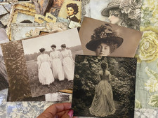 5 Vintage Lady Scrapbook Papers 6 x 6 Feminine Junk Journal Ephemera