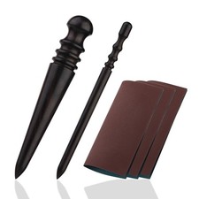 5 PCS Leather Edge Burnisher with Wood Edge Slicker and Grinding Sand Leather
