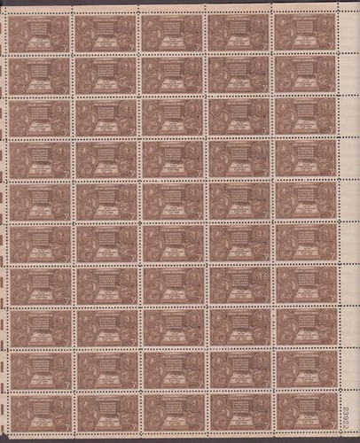 US, 972, AMERICAN INDIANS, FULL SHEET OF 50, MINT NH, 1940'S COLLECTION