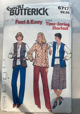 6717 Butterick Vintage 70's Fast  Easy Vest,Tunic,Skirt,Pants Pattern Sz. 16-20
