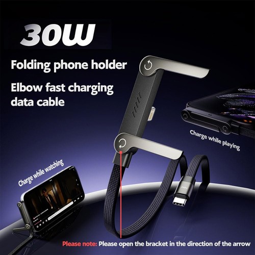 Cable de carga rápida USB-C a 8 PIN 2 en 1 plegable iPhone soporte PD cable de datos - Imagen 2 de 8