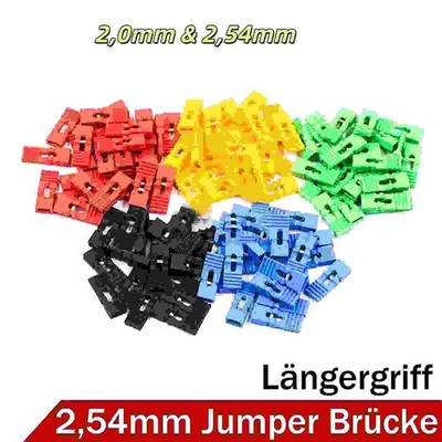 2,0mm & 2,54mm Jumper Brücke Steckbrücke Kurzschluss Stecker Mehrere Farben