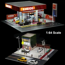 Diorama 1:64 Scale Garage Model LED Lighting Car Parking Lot Scene Display Model