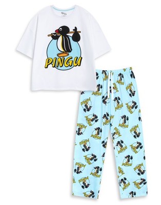 Pingu Short Sleeve Long Leg Pyjama Set | Womens Blue | Official Merch