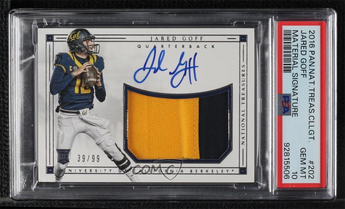 Jared Goff Panini National Treasures Collegiate #202 Material Signature