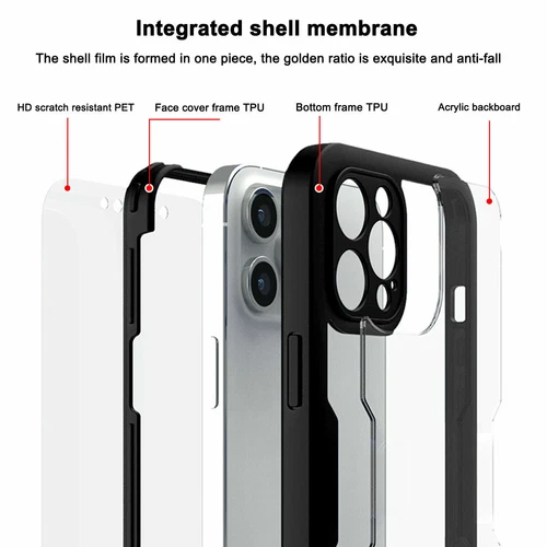 Clear Case für iPhone 15 14 Pro Max 13 12 11 XR 360° Full Screen Schutz Hülle - Bild 11 von 37