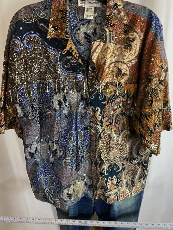 WOMENS Bali Collection Gold Beaded Artwork One Size Shirt  - Image 3 of 4