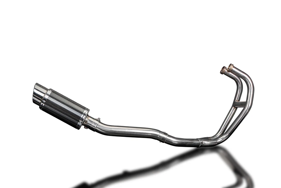 Silenciador de carbono redondo Kawasaki GPZ500S Ninja EX500 87-09 escape completo 2-1 8" Foto 2 de 4