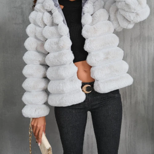 Faux Fur Coat Women's Fashion Warm Short Imitation Fur Coat Jacket - Picture 10 of 17