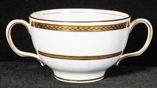 Minton for Tiffany  Co Laurel Leaf Gold Encrusted Rim Cream Soup Cup  Saucer