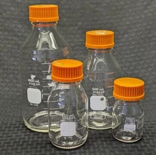 (4/pk) Lab Glass GL-45 100mL, 250mL, 500mL, 1L, 2L Reagent Media Storage Bottles