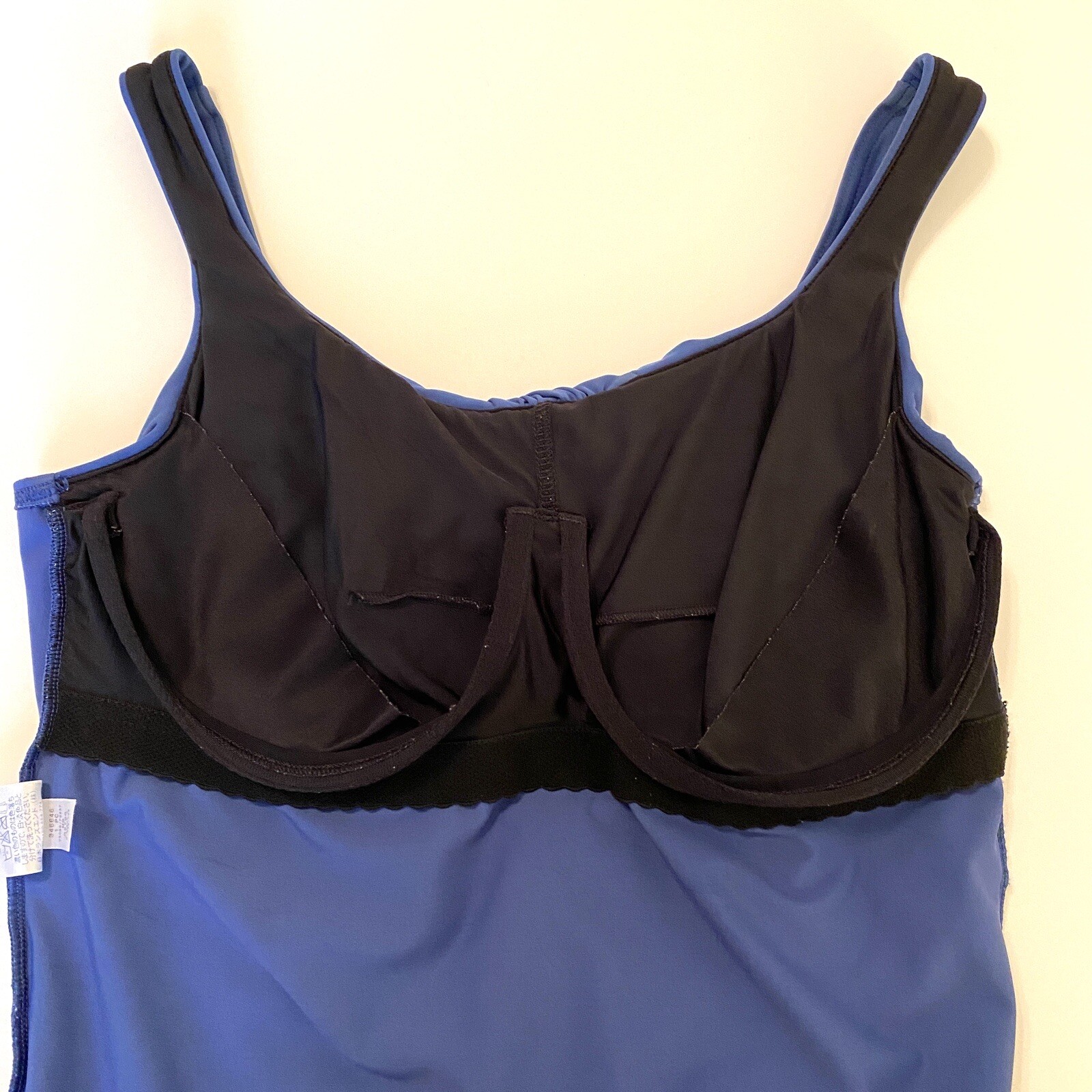 Lands' End Blue Criss Cross One Piece Swimsuit Size 16D Underwire Bra
