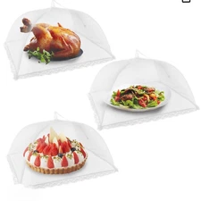 Set of 3 Large Pop-Up Food Tents, 17"x17" Covers For Outdoors - Picnics, BBQs